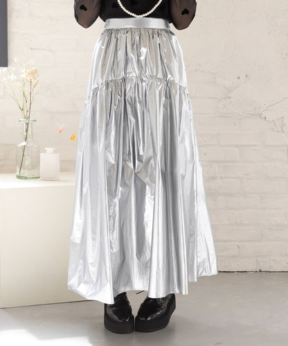 metallic gather skirt