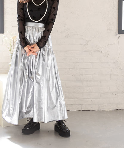 metallic gather skirt