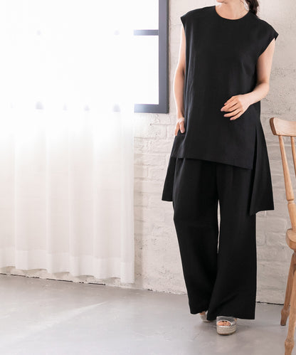 hemp×rayon nosleeve blouse