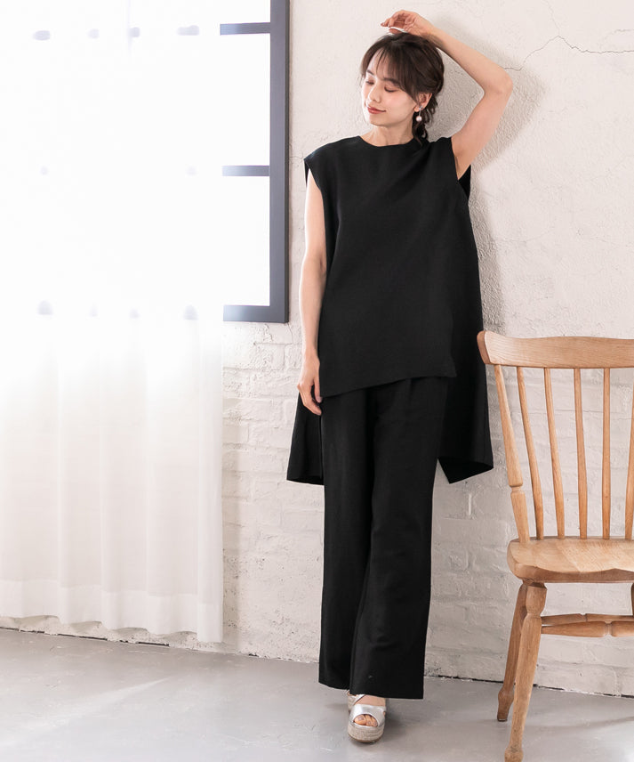 hemp×rayon nosleeve blouse