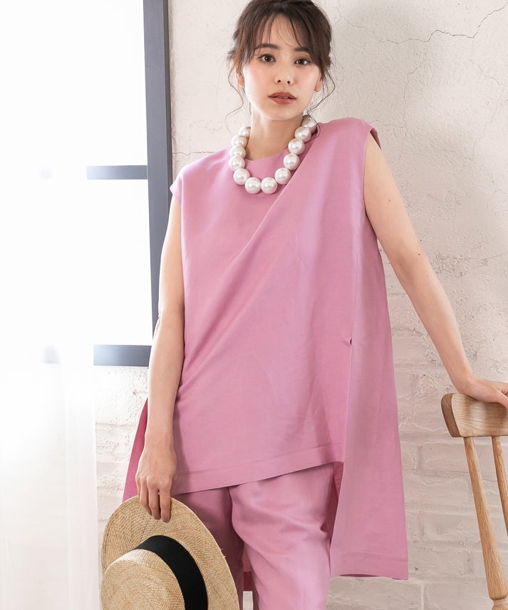 hemp×rayon nosleeve blouse