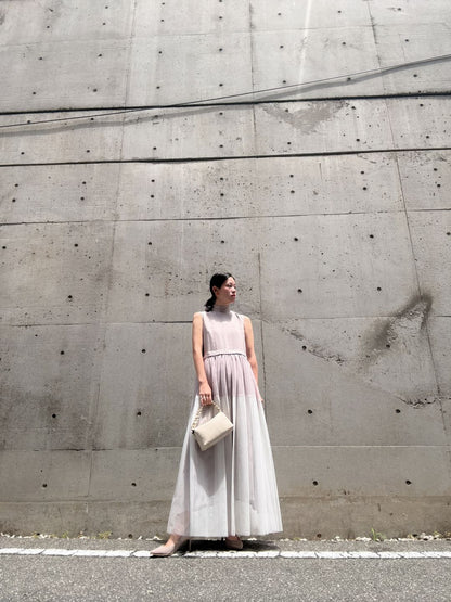 sleeveless bycolor tulle onepiece