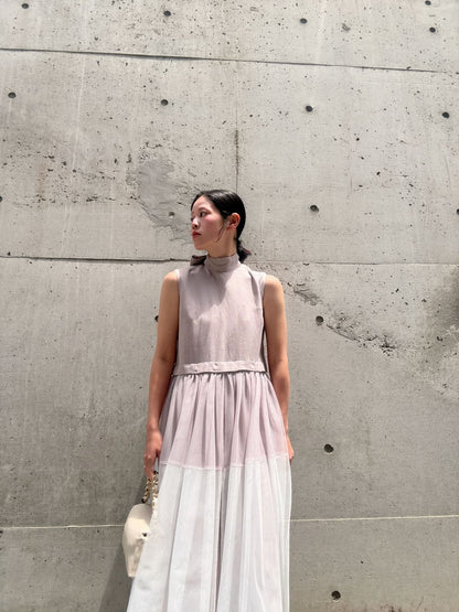 sleeveless bycolor tulle onepiece