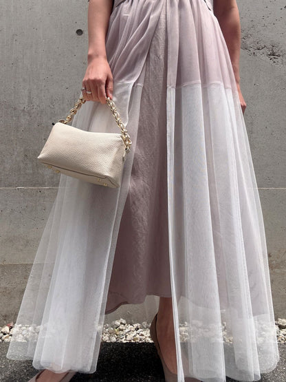 sleeveless bycolor tulle onepiece