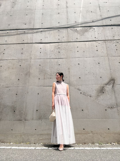 sleeveless bycolor tulle onepiece