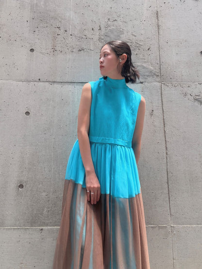 sleeveless bycolor tulle onepiece