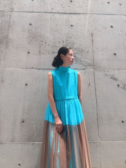 sleeveless bycolor tulle onepiece