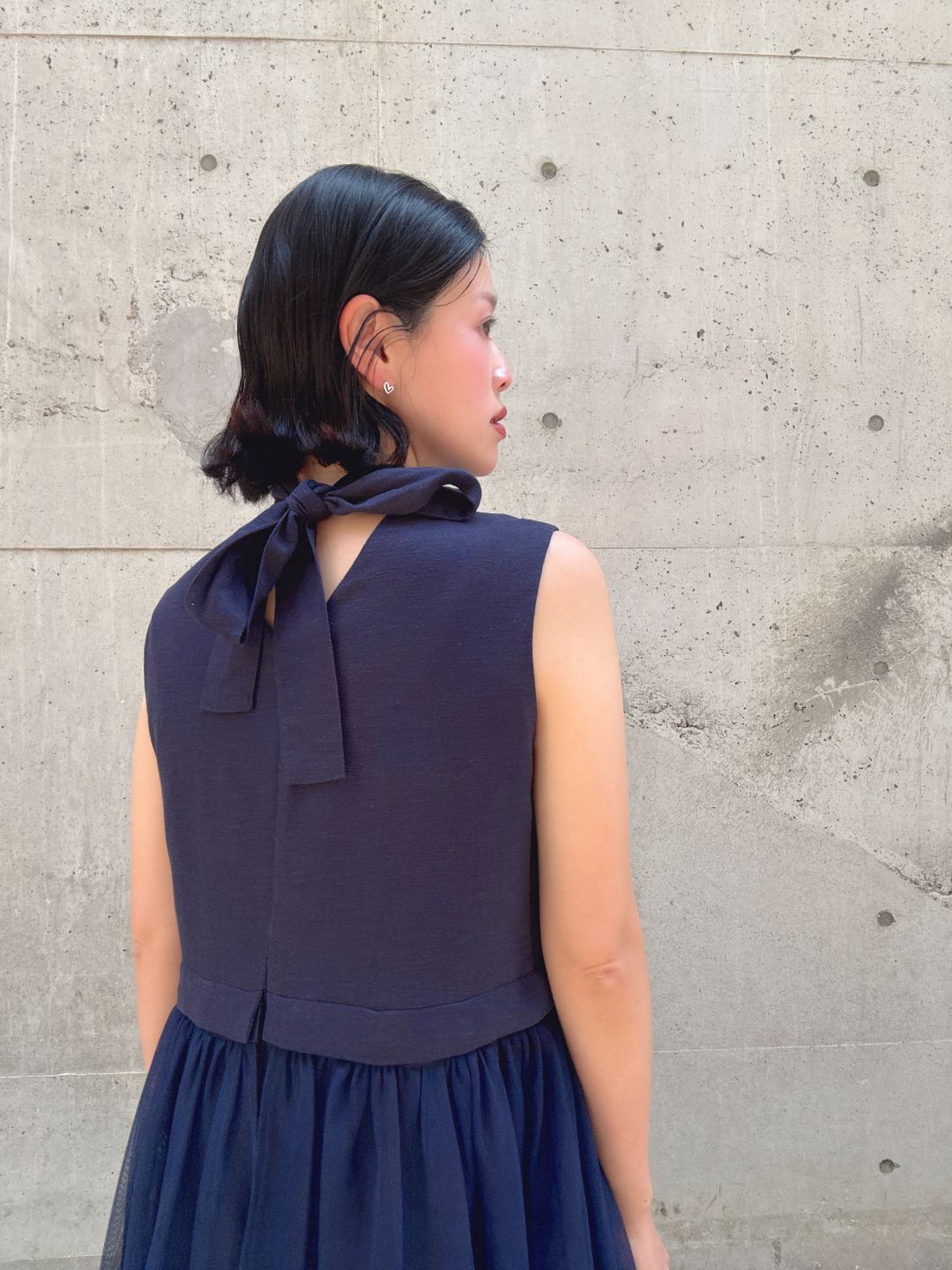 sleeveless bycolor tulle onepiece