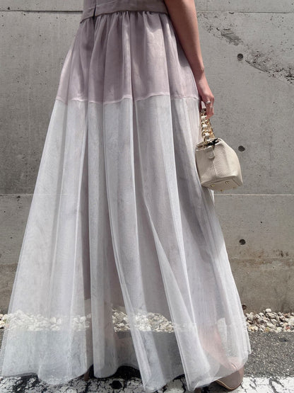 sleeveless bycolor tulle onepiece