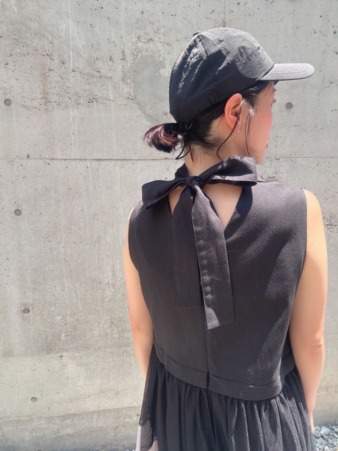 sleeveless bycolor tulle onepiece