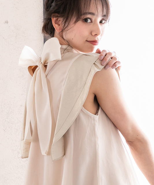 hemp frills no sleeve blouse