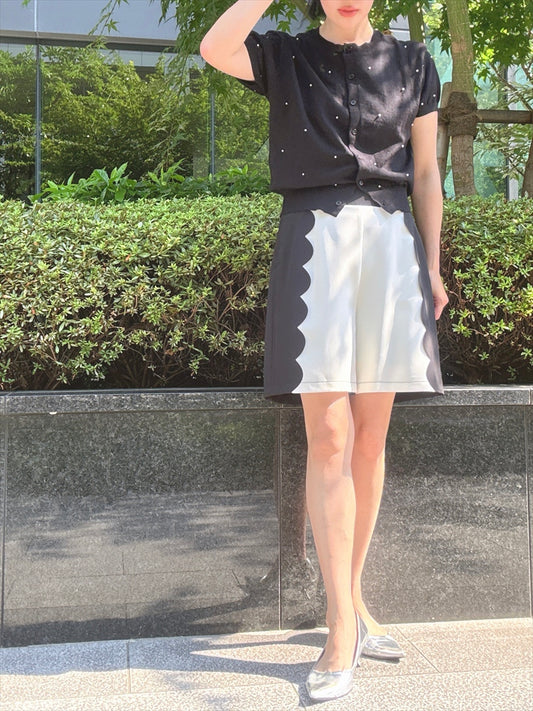 color scheme scalloped shorts