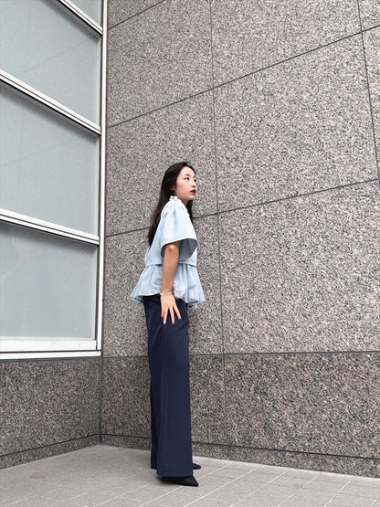 2way sleeve balloon tulle layered blouse