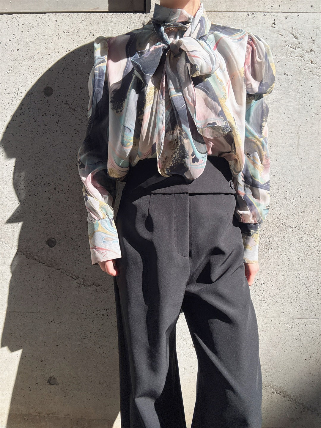 waist button wide pants