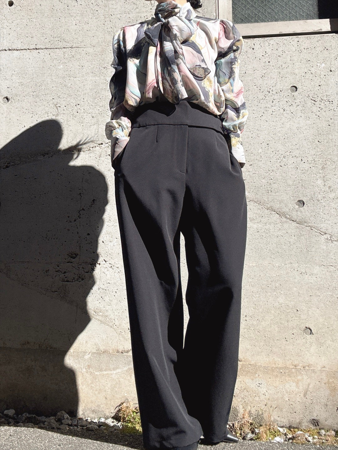 waist button wide pants