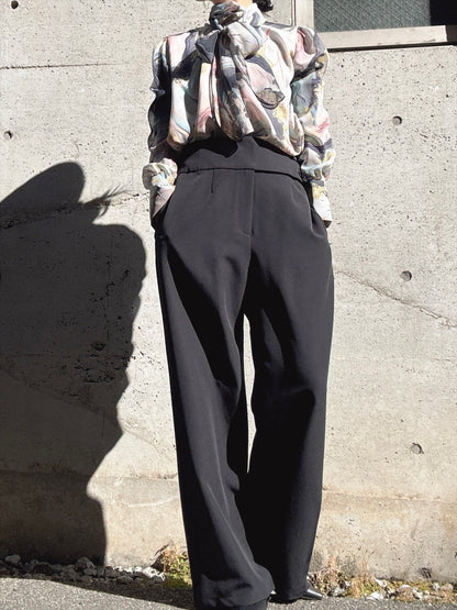 waist button wide pants