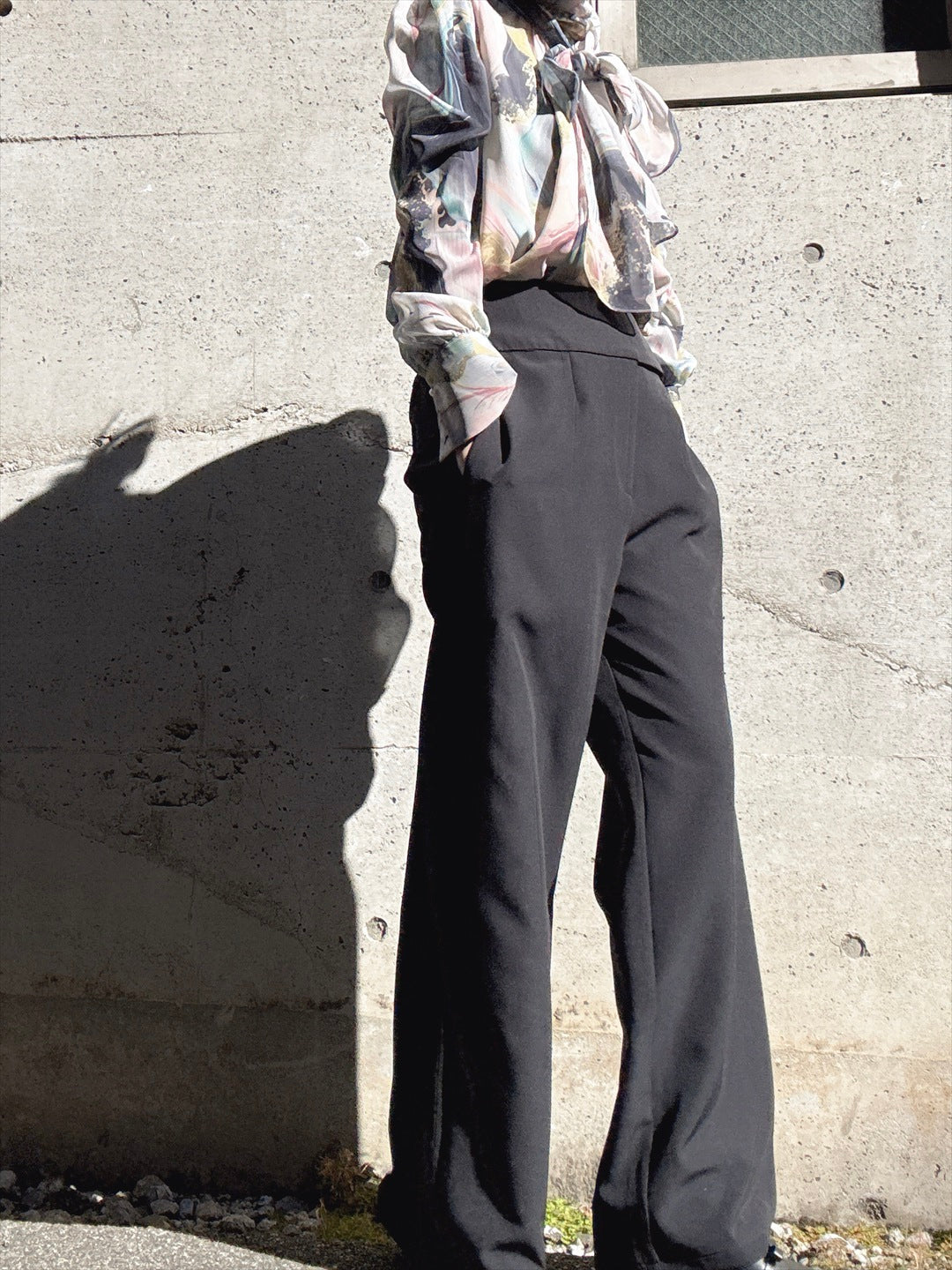 waist button wide pants