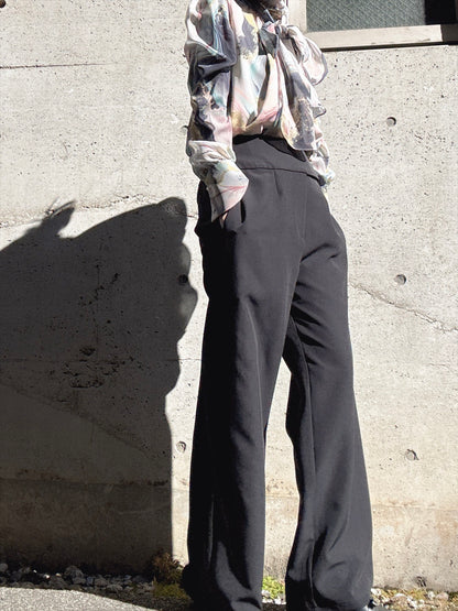 waist button wide pants