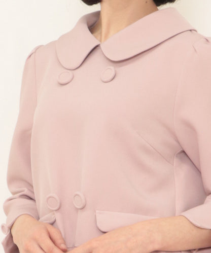 button tulle round collar tunic