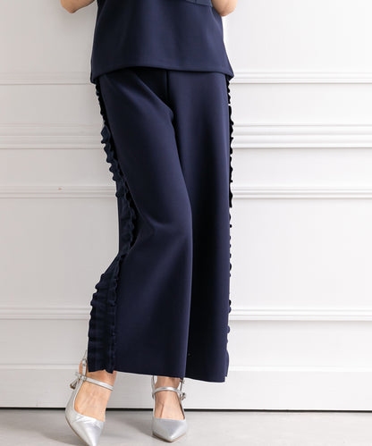 side tulle frillst tape pants