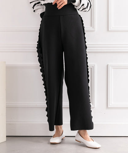 side tulle frillst tape pants