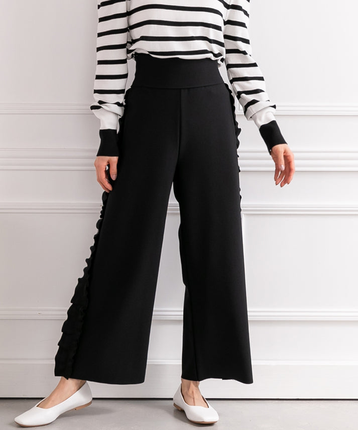 side tulle frillst tape pants