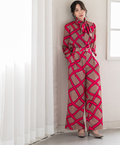 ribbon pattern printed pants