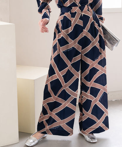 ribbon pattern printed pants