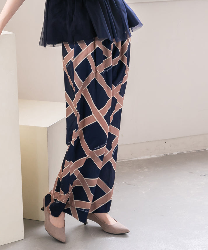 ribbon pattern printed pants