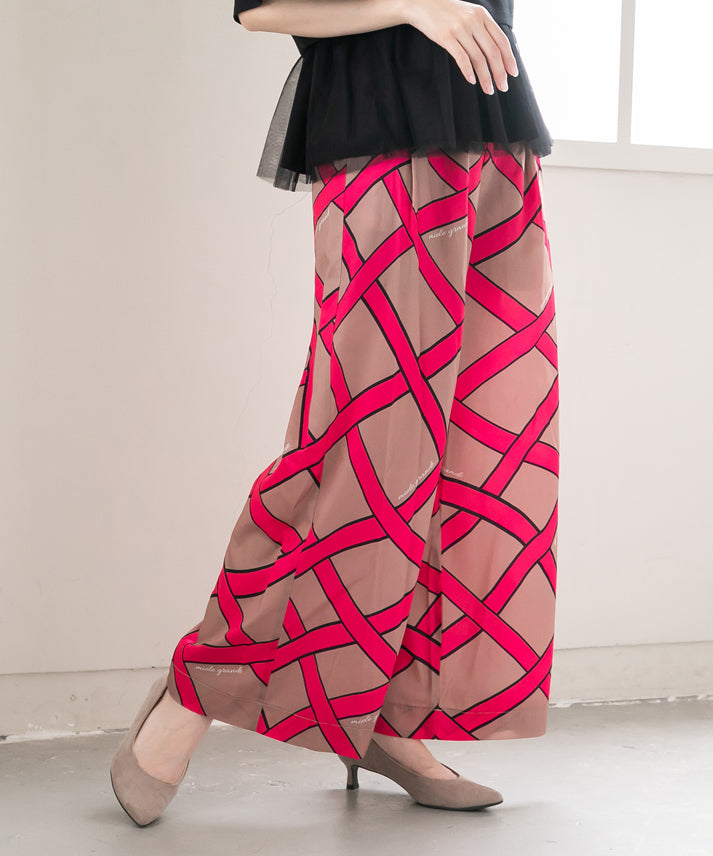 ribbon pattern printed pants