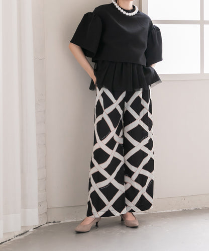 ribbon pattern printed pants