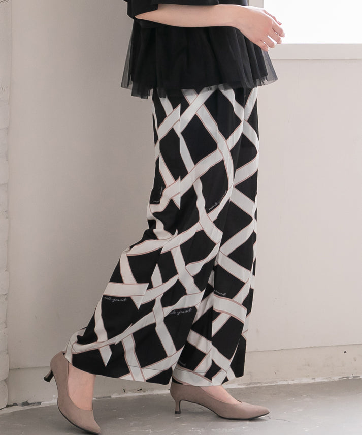 ribbon pattern printed pants