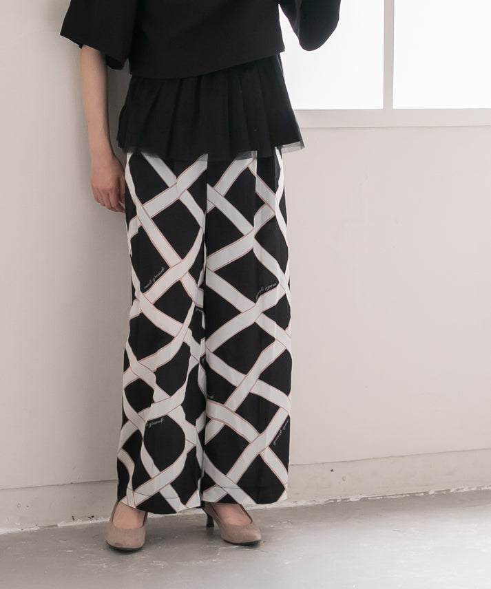 ribbon pattern printed pants