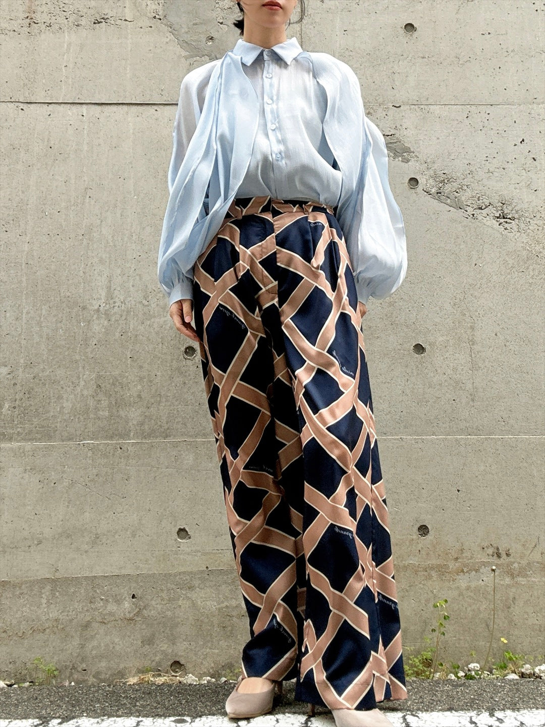 ribbon pattern printed pants