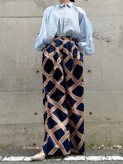 ribbon pattern printed pants