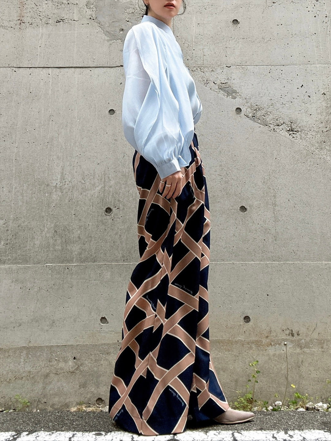 ribbon pattern printed pants