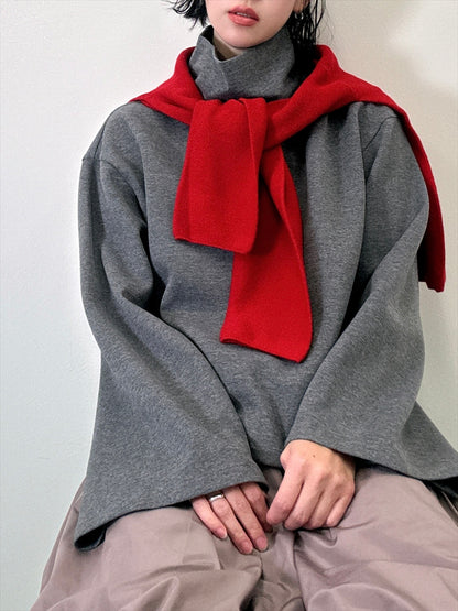 sleeve flare long sleeve high neck cut and sew