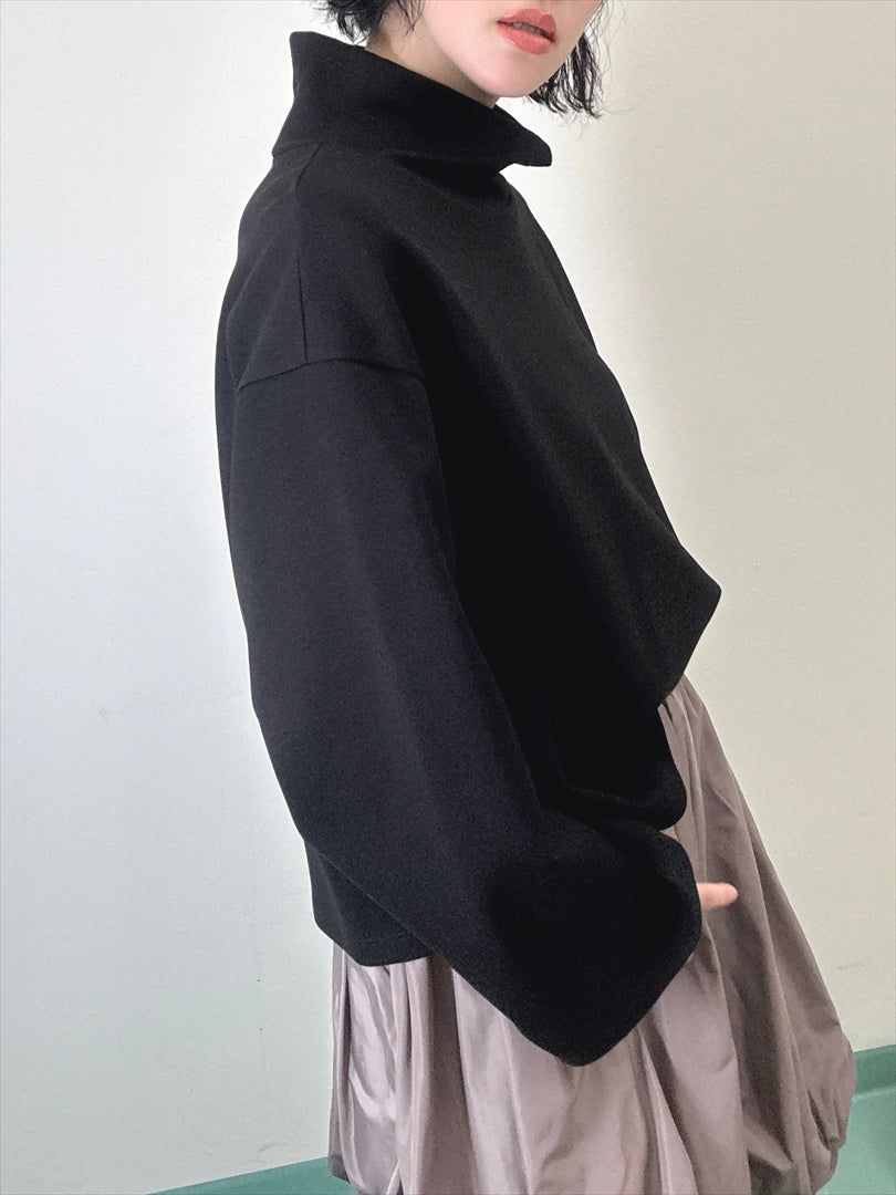 sleeve flare long sleeve high neck cut and sew