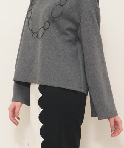 sleeve flare long sleeve high neck cut and sew