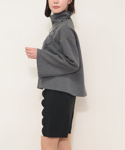 sleeve flare long sleeve high neck cut and sew