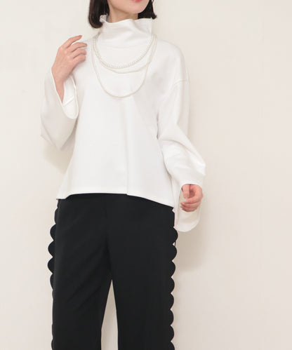 sleeve flare long sleeve high neck cut and sew