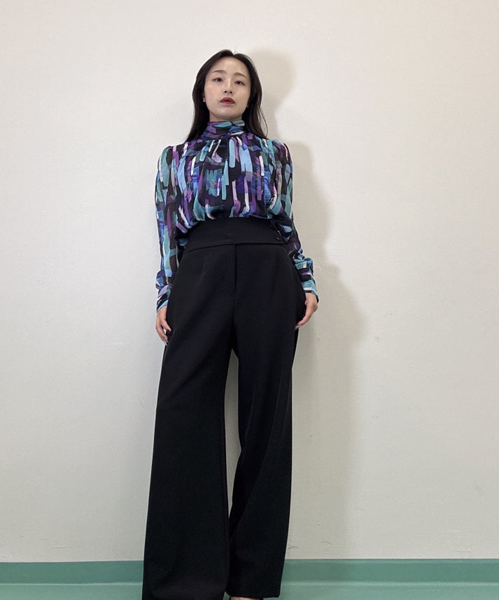 colorful paint bow tie blouse