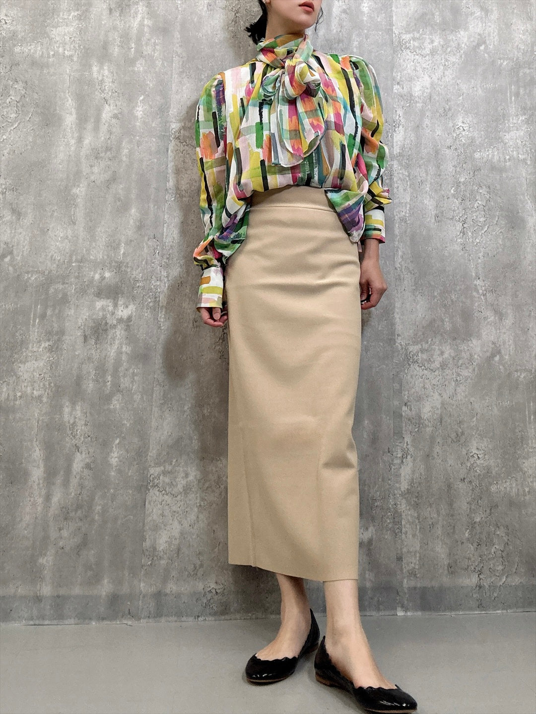 colorful paint bow tie blouse