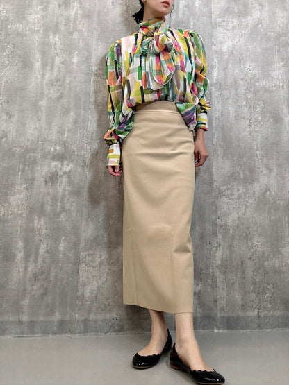 colorful paint bow tie blouse