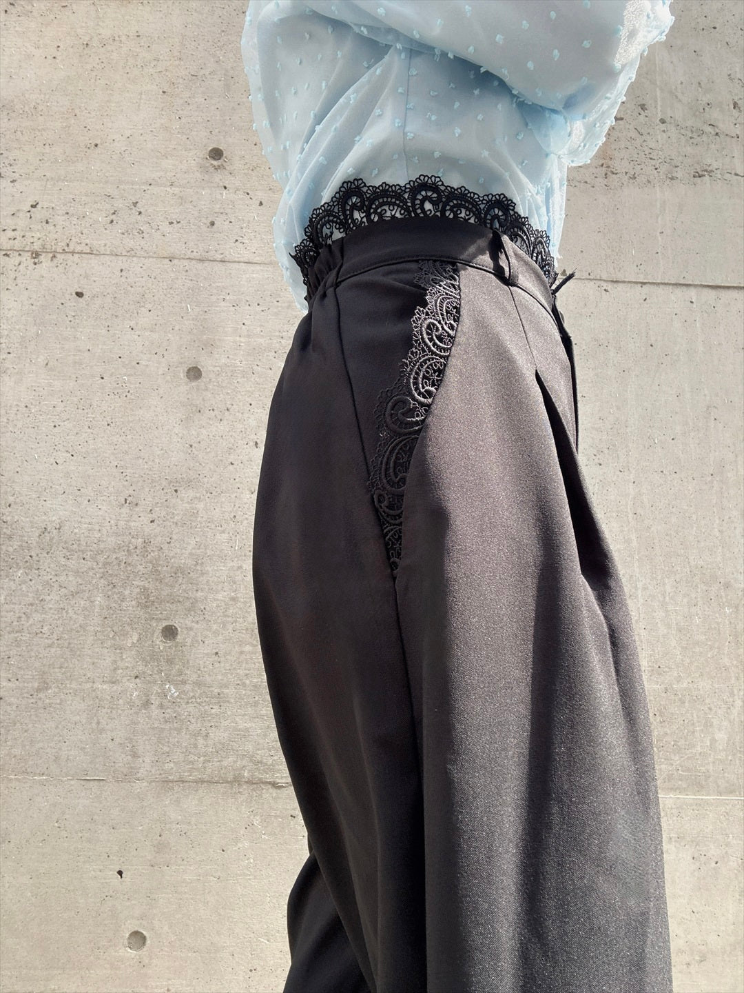 waist lace wide pants