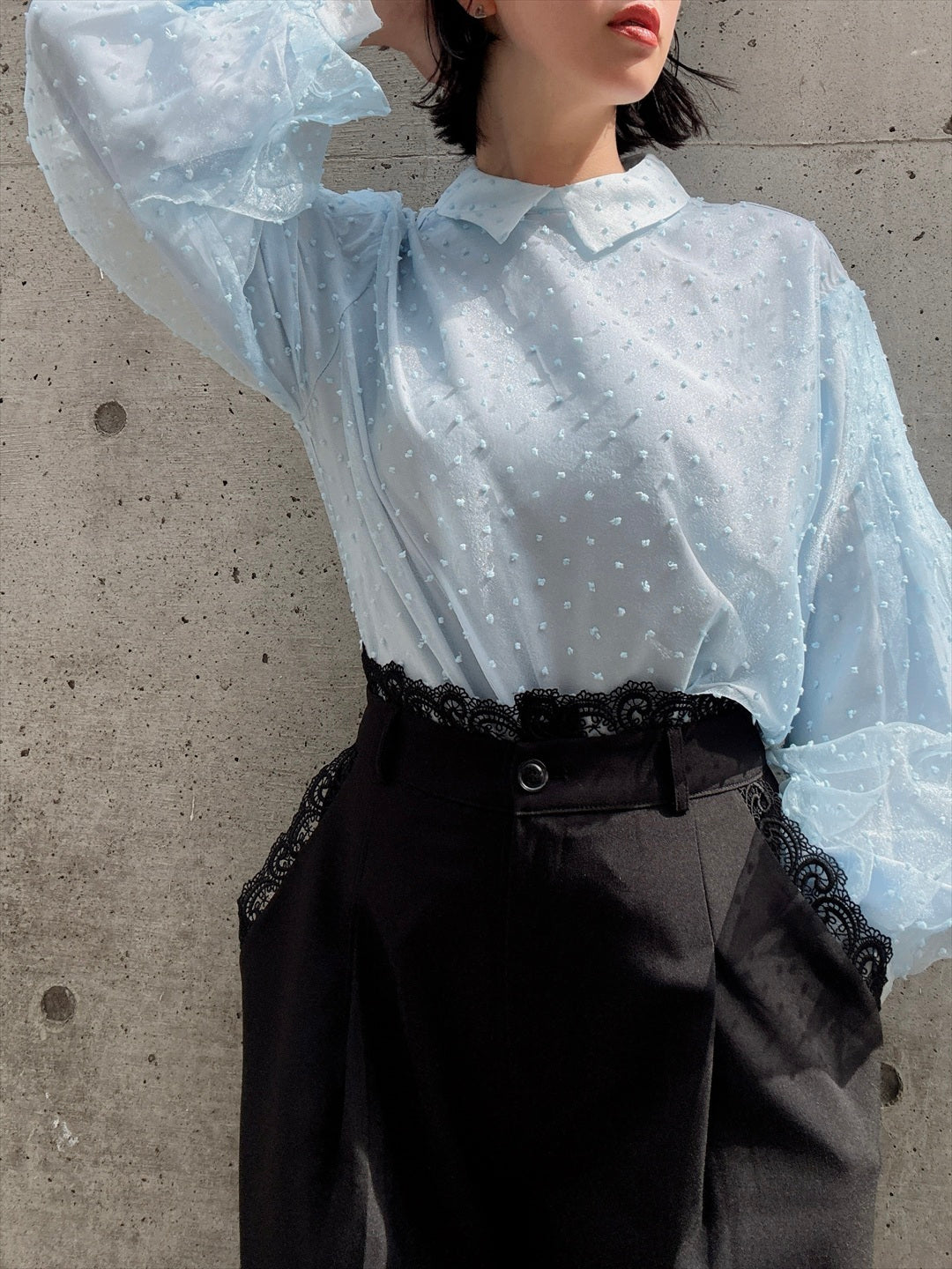 waist lace wide pants