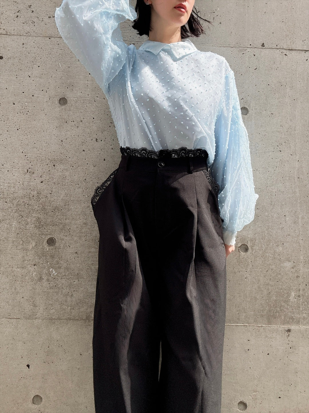 waist lace wide pants