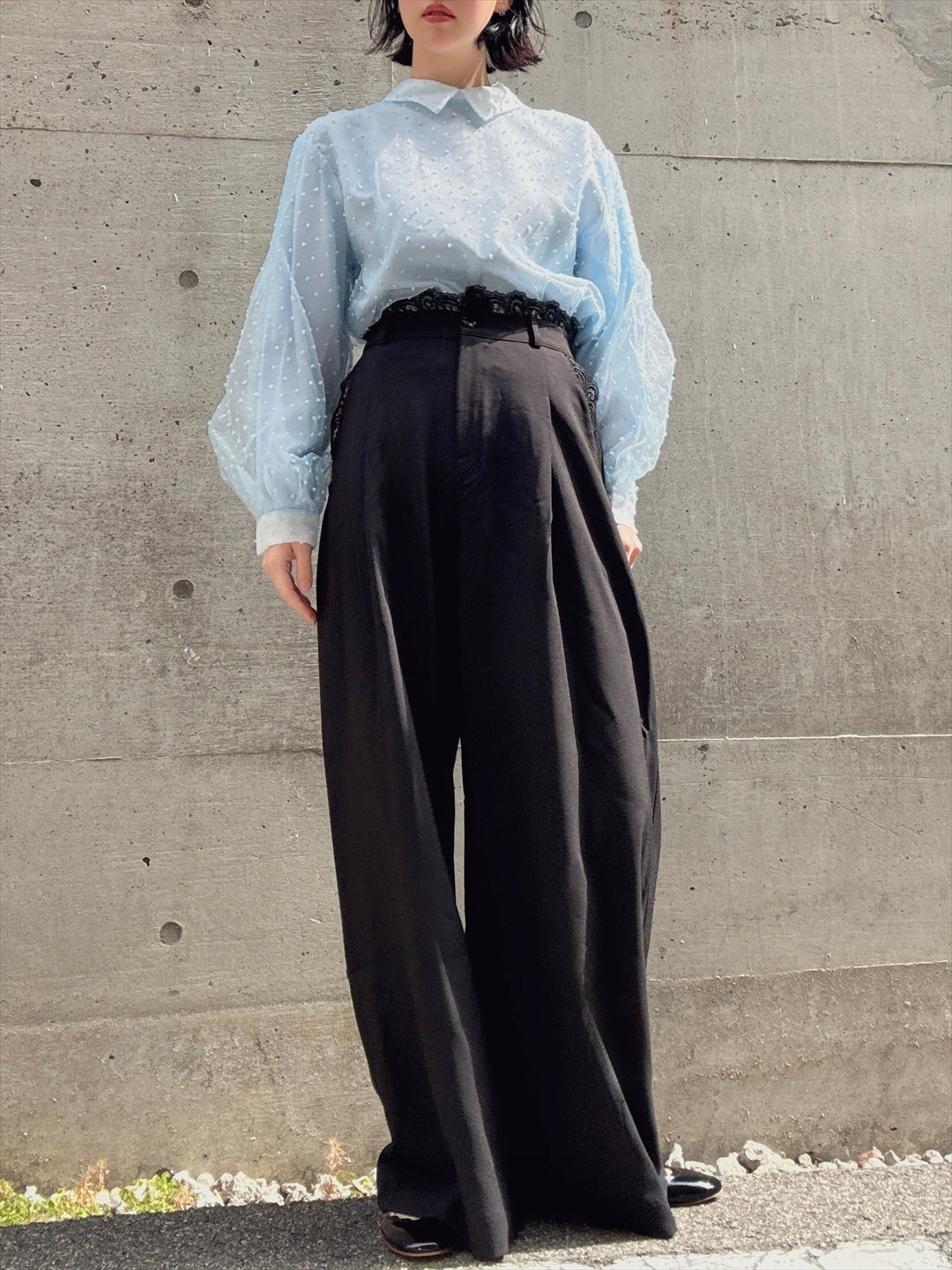 waist lace wide pants
