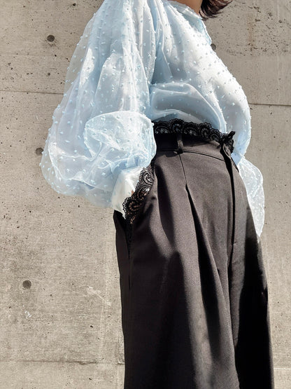 waist lace wide pants