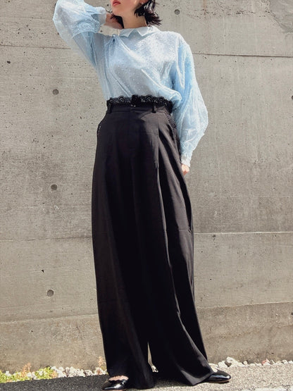 waist lace wide pants